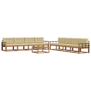 vidaXL Ensemble de canapés d'extérieur 9 Pièces Naturel et Beige