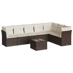 vidaXL Salon de jardin 8 Pièces avec coussins marron résine tressée