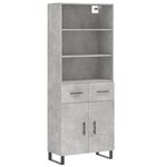 vidaXL Buffet haut Gris béton 69 5x34x180 cm Bois d'ingénierie