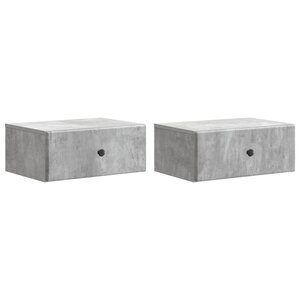 vidaXL Cabinet de chevet mural 2 Pièces Gris béton 49 x 34 5 x 20 cm