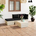 vidaXL Salon de jardin palette 4 Pièces avec coussins Épicéa imprégné