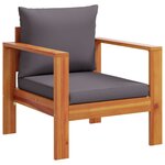 vidaXL Salon de jardin avec coussins 5 Pièces Bois d'acacia solide