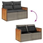 vidaXL Salon de jardin 6 Pièces avec coussins gris résine tressée