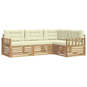 vidaXL Ensemble de canapés d'extérieur 5 pc Blanc et crème Polyester