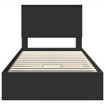 vidaXL Lit de Rangement Noir 100 x 200 cm Bois d'ingénierie