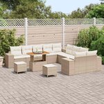 vidaXL Ensemble de canapé de jardin 13 Pièces Beige polyrotin
