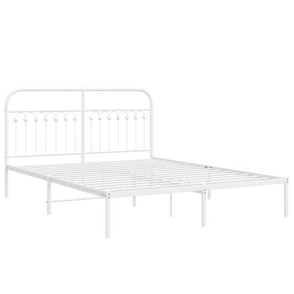 vidaXL Cadre de lit métal avec tête de lit blanc 150x200 cm