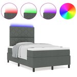 vidaXL Lit à ressorts avec matelas et LED  gris foncé  120 x 190 cm  tissu