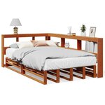 vidaXL Lit bibliothèque sans matelas cire marron 120x190cm pin massif