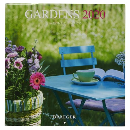 Grand calendrier mural 29x29cm Jardins 2020 DRAEGER