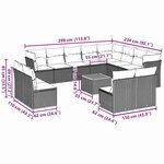 vidaXL Salon de jardin avec coussins 13 Pièces gris résine tressée