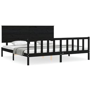 vidaXL Cadre de lit sans matelas noir 200x200 cm bois massif de pin