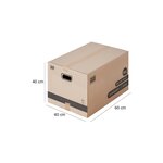 Pack and Move - Lot 40 cartons déménagement L larges - 40 x 60 x 40 cm - Poignées renforcées - 2 adhésifs offerts