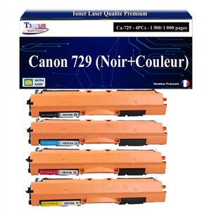 T3AZUR -4x Toners compatibles avec Canon 729 pour Canon LBP7010C  LBP7018C