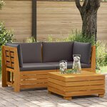 vidaXL 2 Pièce Ensemble de salon de jardin Bois d'Acacia Massif Marron