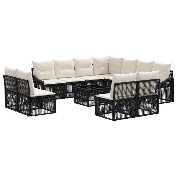 vidaXL Ensemble de canapé de jardin 12 pc Noir polyrotin