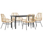 vidaXL Ensemble à manger jardin coussins 5Pièces marron poly rotin verre