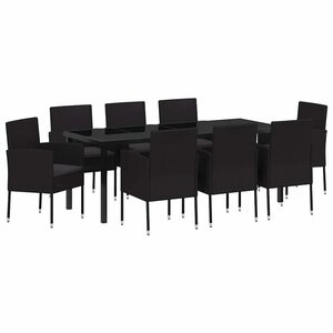 vidaXL Ensemble de salle à manger pour jardin 9 Pièces Noir Poly rotin