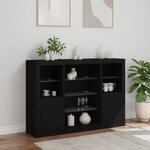 vidaXL Buffets avec lumières LED 3 Pièces noir bois d'ingénierie
