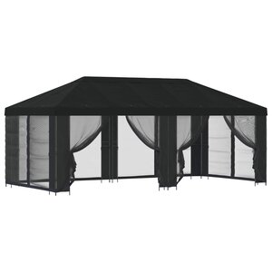 vidaXL Gazebo avec murs latéraux 6 x 3 m Noir Polyester et Acier 190