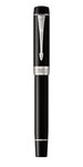 PARKER Duofold International stylo plume, Noir, attributs palladium, plume moyenne en or 18k, en écrin