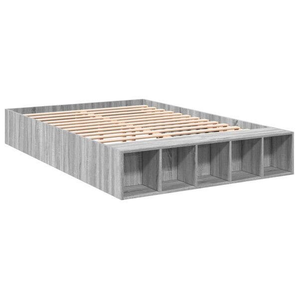 vidaXL Cadre de lit sonoma gris 140x190 cm bois d'ingénierie