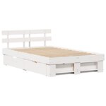 vidaXL Cadre de lit blanc avec tiroirs - 135x190 cm en bois de pin massif