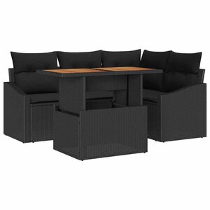 vidaXL Ensemble de canapé de jardin 5 Pièces Noir Poly rotin