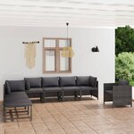 vidaXL Salon de jardin 8 Pièces avec coussins Résine tressée Gris