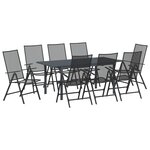 vidaXL Ensemble de salle à manger de jardin 9 Pièces Noir Grand