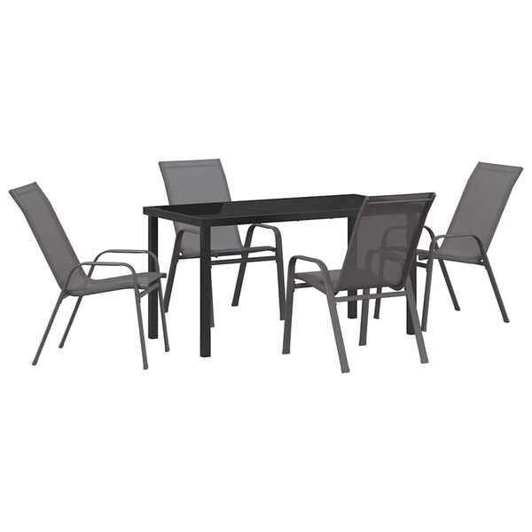 vidaXL Ensemble de salle à manger pour jardin 5 Pièces Gris et Noir