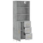 vidaXL Buffet haut Gris béton 69 5x34x180 cm Bois d'ingénierie