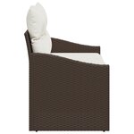 Canapé de jardin 2 places avec rangement et coussins en poly rotin marron