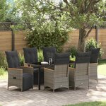 vidaXL Ensemble de salle à manger pour jardin 7 Pièces Gris Poly rotin