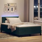 vidaXL Lit à ressort LED avec matelas Vert foncé 120 x 190 cm Velours