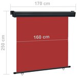 vidaXL Auvent latéral de balcon 175x250 cm Rouge