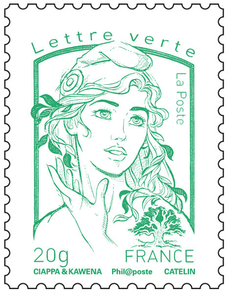 Timbre Marianne et la jeunesse - Vert