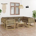 Vidaxl salon de jardin 9 pièces avec coussins bois de pin imprégné