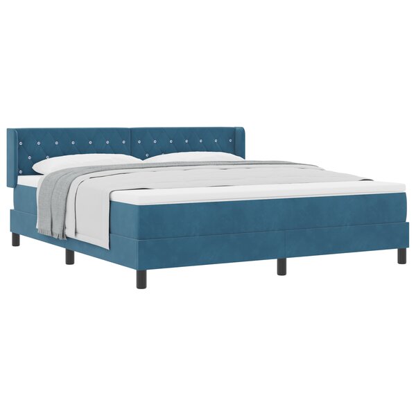 vidaXL Lit à sommier à ressorts avec matelas bleu foncé 180x200 cm velours