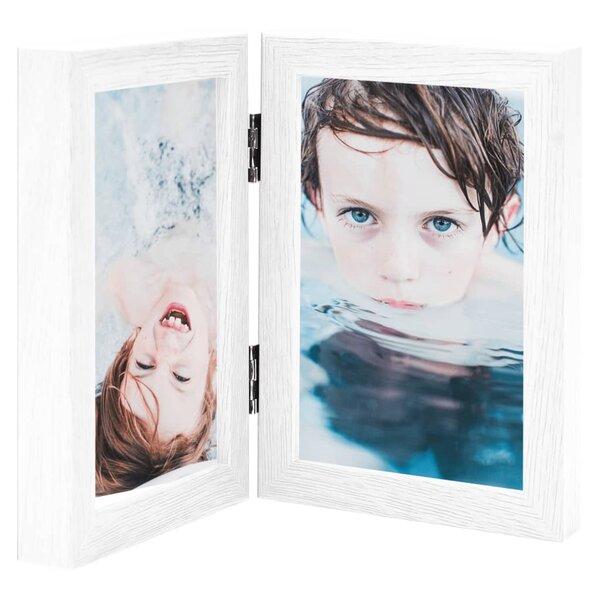vidaXL Cadre photo dépliable en deux Blanc 2x(21x29 7 cm)