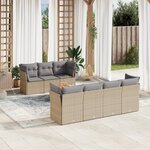 vidaXL Salon de jardin avec coussins 8 Pièces beige résine tressée