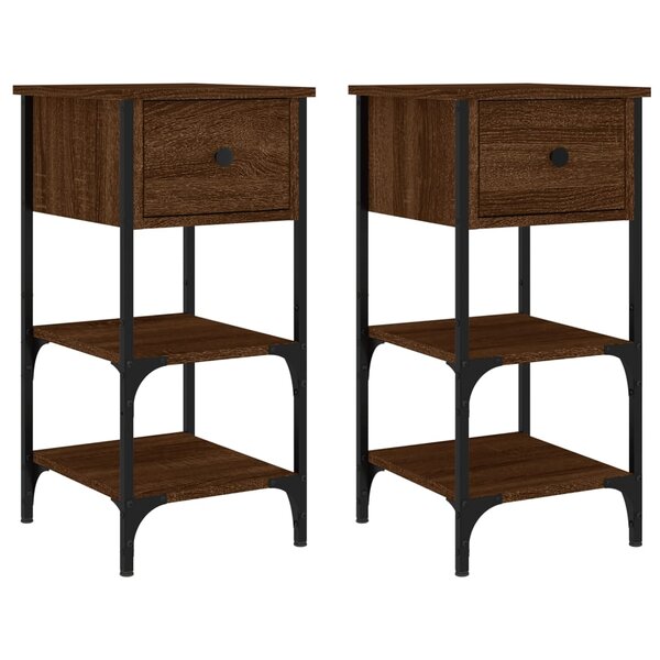 vidaXL Tables de chevet 2 Pièces chêne marron 34x36x70 cm bois ingénierie