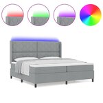 vidaXL Lit à ressorts avec matelas Gris clair 200 x 200 cm tissu