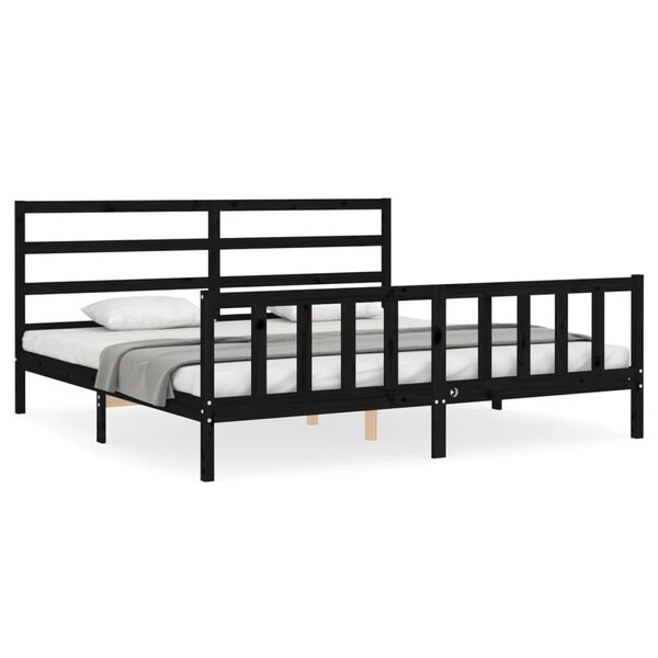 vidaXL Cadre de lit sans matelas noir 200x200 cm bois massif de pin