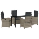 vidaXL Set de jardin de 5 pièces avec coussins en rotin poly gris