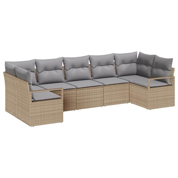 vidaXL Ensemble de canapé de jardin 7 Pièces Beige  Gris clair