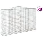 vidaXL Paniers à gabions arqués 8 Pièces 300x50x180/200 cm fer galvanisé