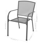 vidaXL Chaises empilables de jardin 2 Pièces Acier Gris