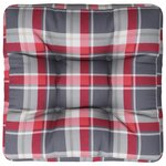 vidaXL Coussin de palette motif à carreaux rouge 50x50x12 cm tissu