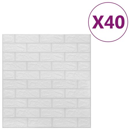 vidaXL Papier peint 3D autoadhésif Briques 40 Pièces Blanc